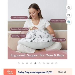 Momcozy Ergonomic Nursing Pillow with Floral Design